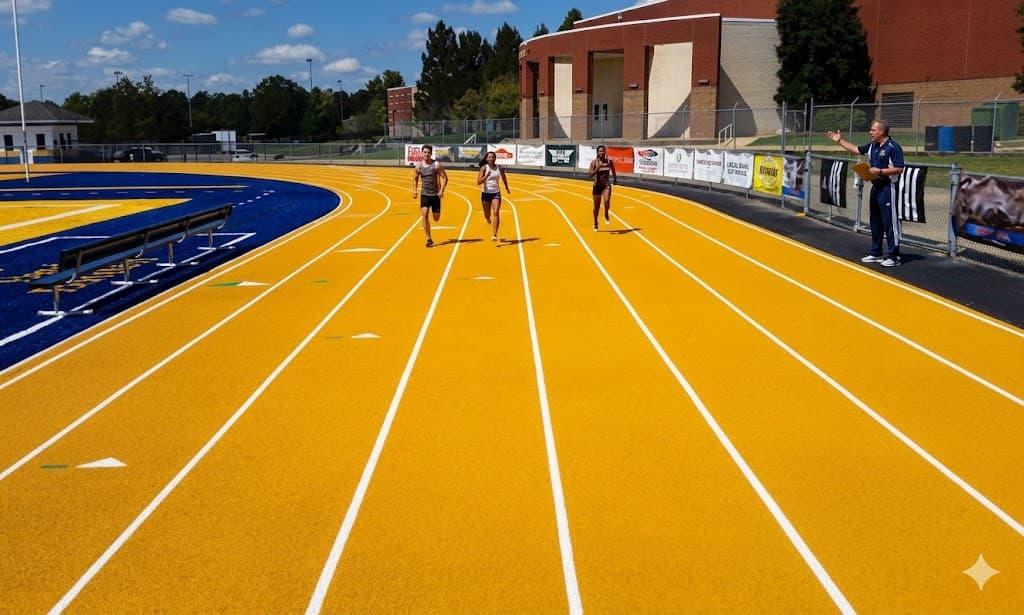 Jogging track flooring in a park setting