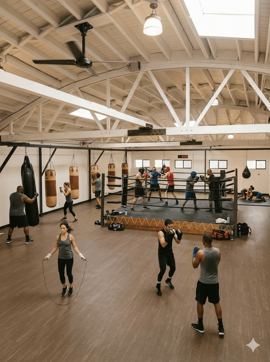 Boxing and wrestling training areas