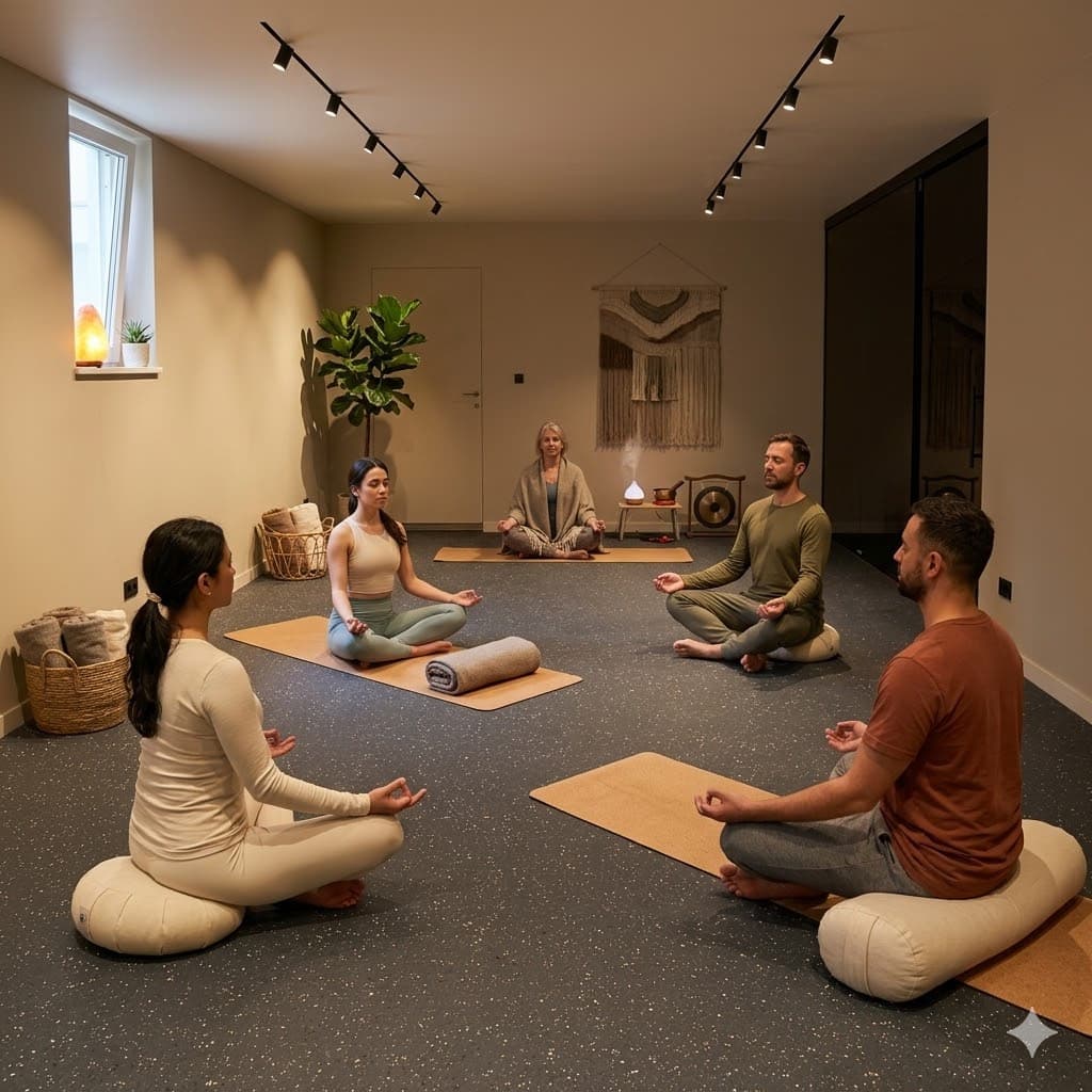 Interlocking flooring for home yoga spaces