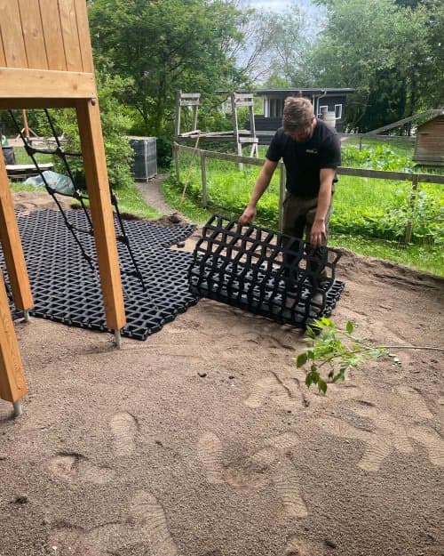 Installation of PlayNSafe playground safety rubber fall mats